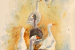 Keeping Ahead of the Shepherdess - 78cm x 34cm, Watercolour - $1125